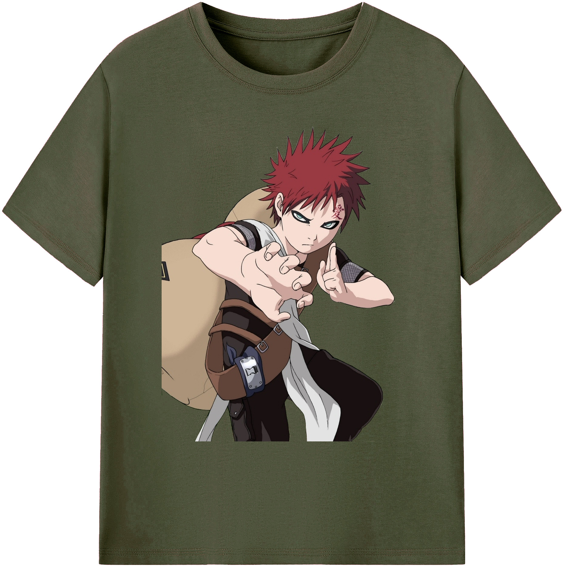 （画像用） NARUTO -ナルト- ガアラ Gaara 綿100％ メンズ半袖Tシャツ｜肌触りやわらか＆通気性
